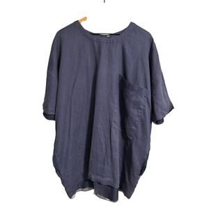 Boo Gemes Navy Blue Linen Dress Size XL